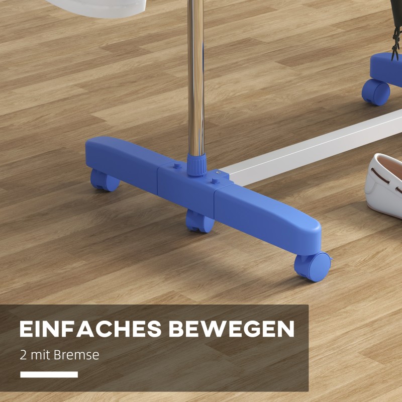 Pyykkiteline monitasoinen taittuva ruostumatonta terästä 142 x 55 x 152 cm sininen/hopea