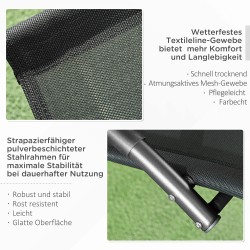 Keinuva lepotuoli puutarhaan, metalli ja Texteline, 155 x 61 x 88 cm, musta