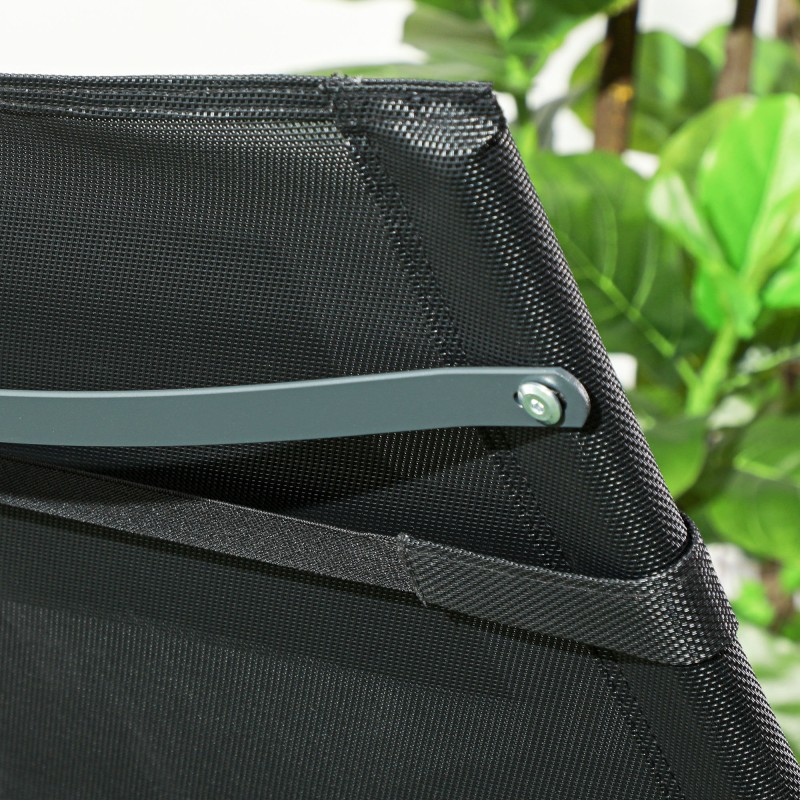 Keinuva lepotuoli puutarhaan, metalli ja Texteline, 155 x 61 x 88 cm, musta