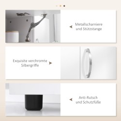 Keittiön kaappi buffet, MDF/lastulevy, 89 x 39,5 x 168 cm, 3 laatikkoa, 3 hyllyä, valkoinen