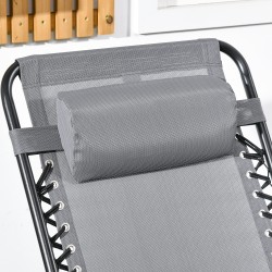 Ulkoiluun sopiva taitettava keinutuoli niskatyynyllä, teräsrunko, Texteline-kangas, 120 kg, vaaleanharmaa