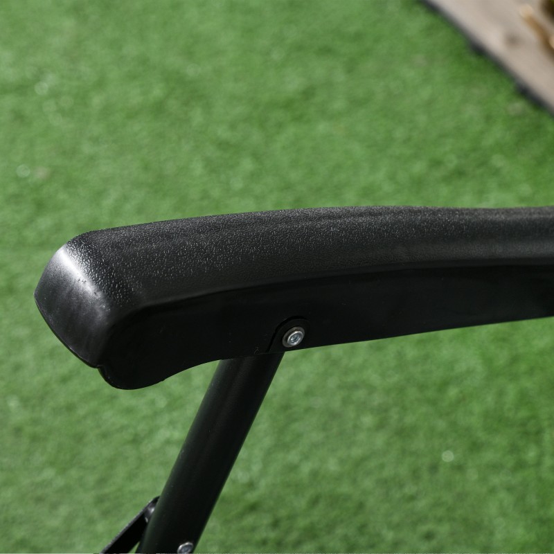 Ulkoiluun sopiva taitettava keinutuoli niskatyynyllä, teräsrunko, Texteline-kangas, 120 kg, vaaleanharmaa