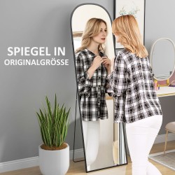 Koko vartalon peili alumiinirungolla 50 x 1,5 x 170 cm musta