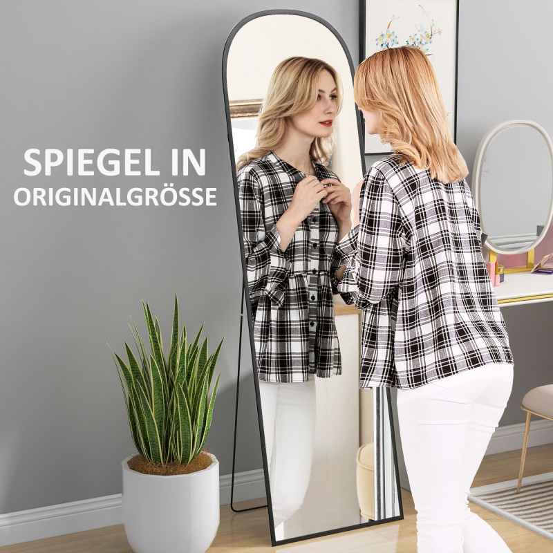 Koko vartalon peili alumiinirungolla 50 x 1,5 x 170 cm musta