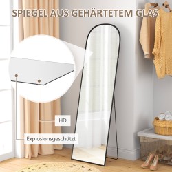 Koko vartalon peili alumiinirungolla 50 x 1,5 x 170 cm musta