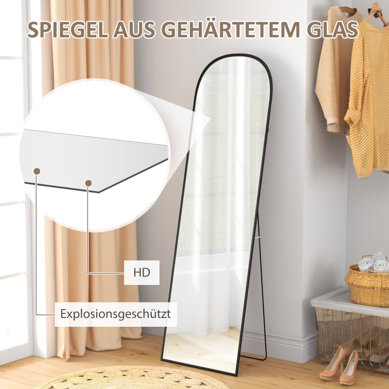 Koko vartalon peili alumiinirungolla 50 x 1,5 x 170 cm musta