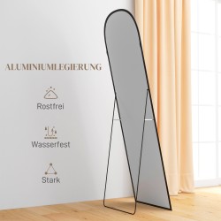 Kokovartalopeili makuuhuoneeseen, alumiinikehys, karkaistu lasi, 50 x 161,5 cm, musta