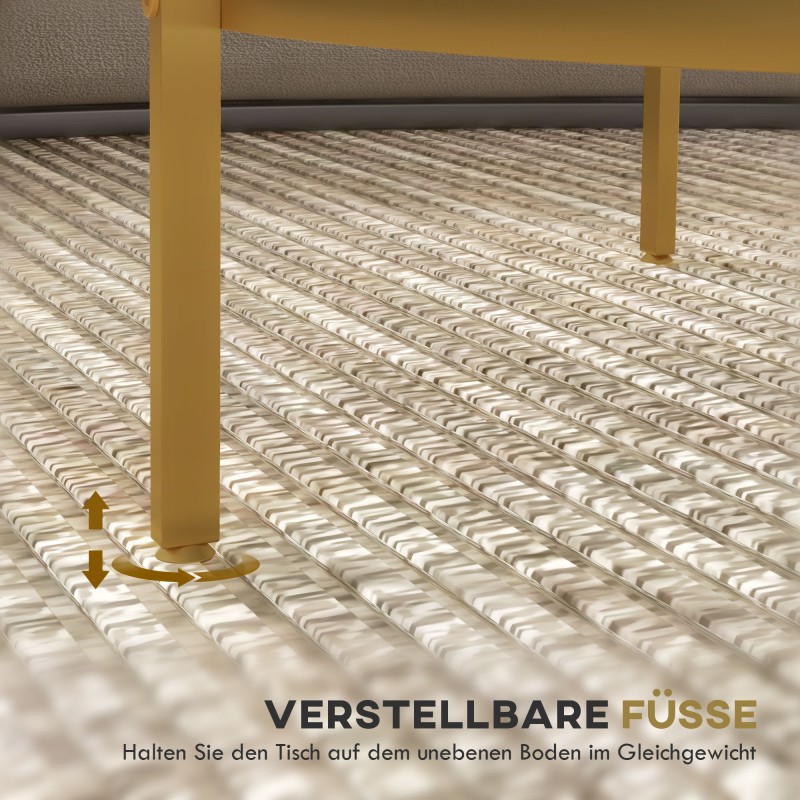 Sohvapöytä / sivupöytä, 2-tasoinen, karkaistu lasi ja teräs, Ø60 x 43 cm, kulta