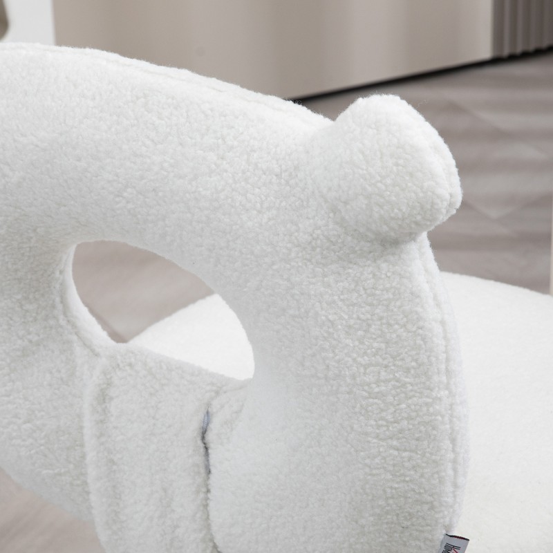 Työtuoli ilman käsinojia, teddy-kangas, korkeussäädettävä, 50 x 56 x 80–90 cm, valkoinen