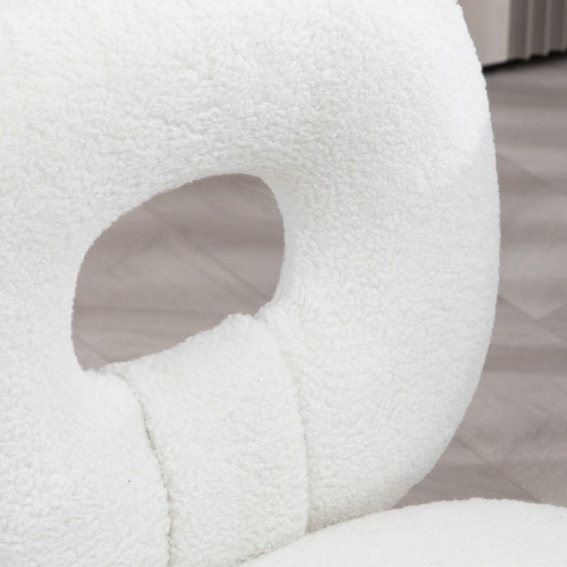 Työtuoli ilman käsinojia, teddy-kangas, korkeussäädettävä, 50 x 56 x 80–90 cm, valkoinen