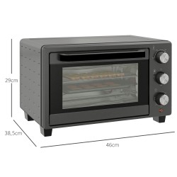 Pöytäliesiuuni minibackofen 21 l 1400 W 3 lämmitystoimintoa ruostumaton teräs harmaa