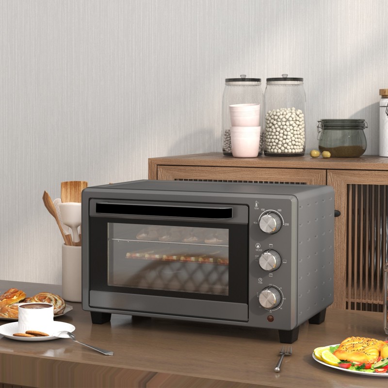 Pöytäliesiuuni minibackofen 21 l 1400 W 3 lämmitystoimintoa ruostumaton teräs harmaa
