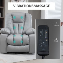 Sähköinen hierova lepotuoli seniorituoli nostotoiminnolla, mikrokuitu, 96 x 94 x 106 cm, tummanharmaa