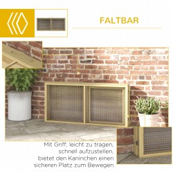 Pieneläinaitaus kaneille ja marsuille, kuusipuu ja teräsverkko, taitettava, 120 x 120 x 57 cm, luonnonvärinen