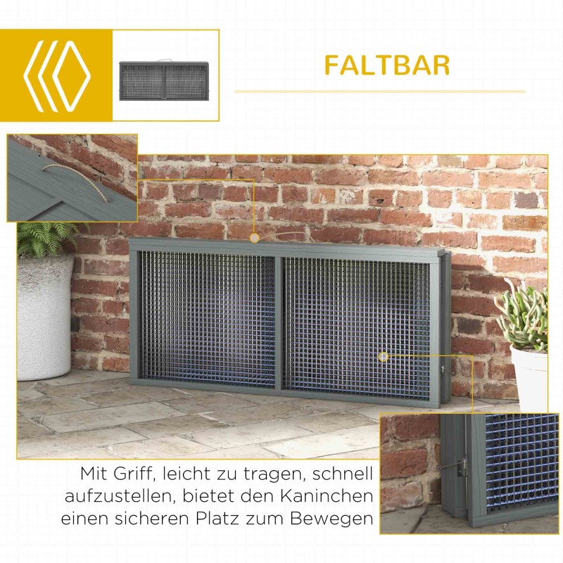 Pieneläinaitaus kaneille ja marsuille kuusi-teräs 110 x 105 x 50 cm harmaa