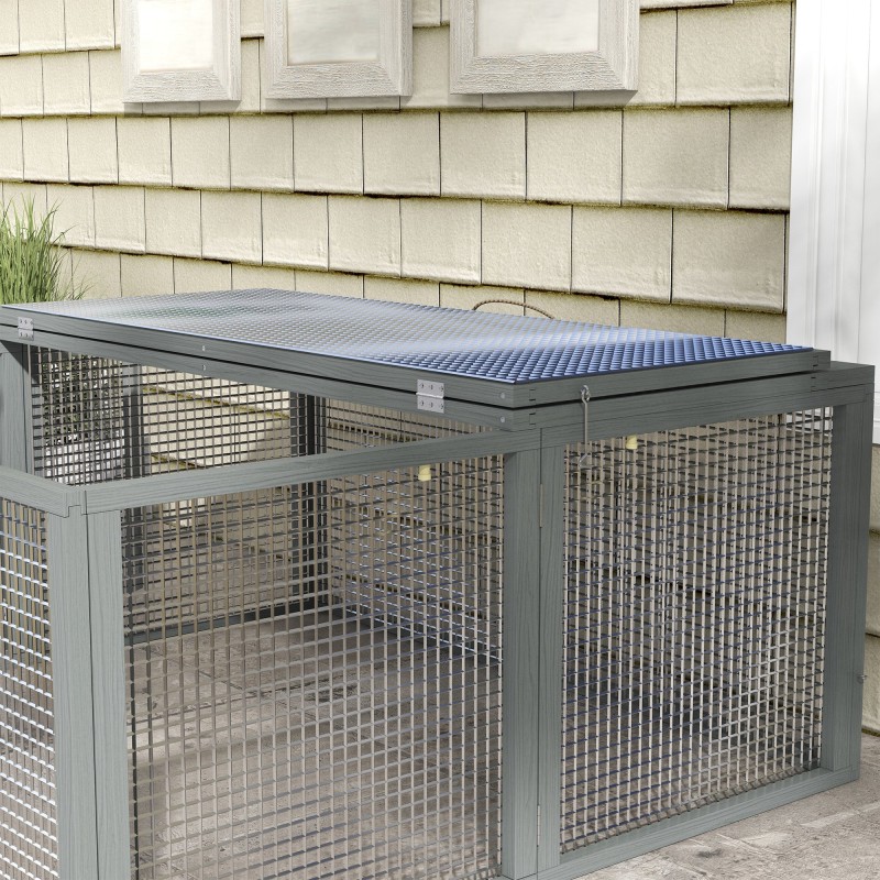 Pieneläinaitaus kaneille ja marsuille kuusi-teräs 110 x 105 x 50 cm harmaa