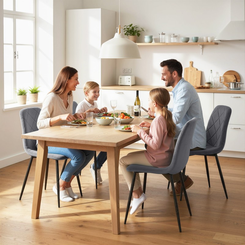 Ruokapöydän tuolit 4 kpl, samettimainen kangas, metallijalat, harmaa