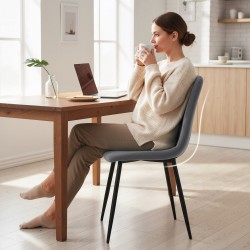 Ruokapöydän tuolit 4 kpl, samettimainen kangas, metallijalat, harmaa