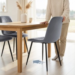 Ruokapöydän tuolit 4 kpl, samettimainen kangas, metallijalat, harmaa