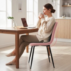 Ruokapöydän tuolit 4 kpl, samettipintainen kangas, teräsrunko, 45 x 54 x 87 cm, roosa