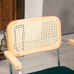 Työtuoli boho-tyyli, puukäsinojat, säädettävä ja pyörivä, teräsrunko, max 120 kg, vihreä