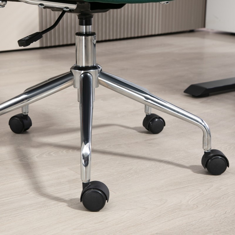 Työtuoli boho-tyyli, puukäsinojat, säädettävä ja pyörivä, teräsrunko, max 120 kg, vihreä