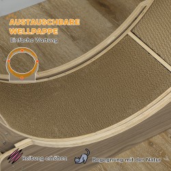 Kissan juoksupyörä sisätiloihin, raapimismatolla ja jarrulla, halkaisija 91 cm, pähkinä