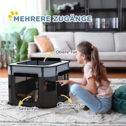 Taittuva lemmikkiaitaus pennuille ja pieneläimille, 74x60x45 cm, Oxford-kangas, harmaa