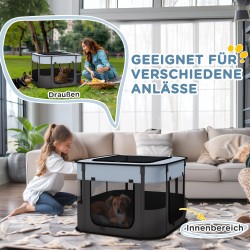 Taittuva lemmikkiaitaus pennuille ja pieneläimille, 74x60x45 cm, Oxford-kangas, harmaa