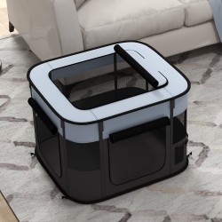 Taittuva lemmikkiaitaus pennuille ja pieneläimille, 74x60x45 cm, Oxford-kangas, harmaa