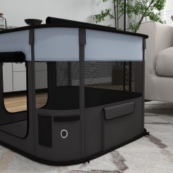 Taittuva lemmikkiaitaus pennuille ja pieneläimille, 74x60x45 cm, Oxford-kangas, harmaa