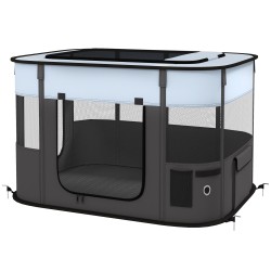 Taitettava lemmikkiaitaus pennuille ja kissanpennuille 94x74x60 cm sisä ja ulkokäyttöön harmaa