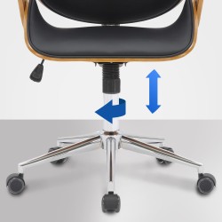 Ergonominen Chicago-toimistotuoli keinonahkaa ja pähkinäpuuviilua