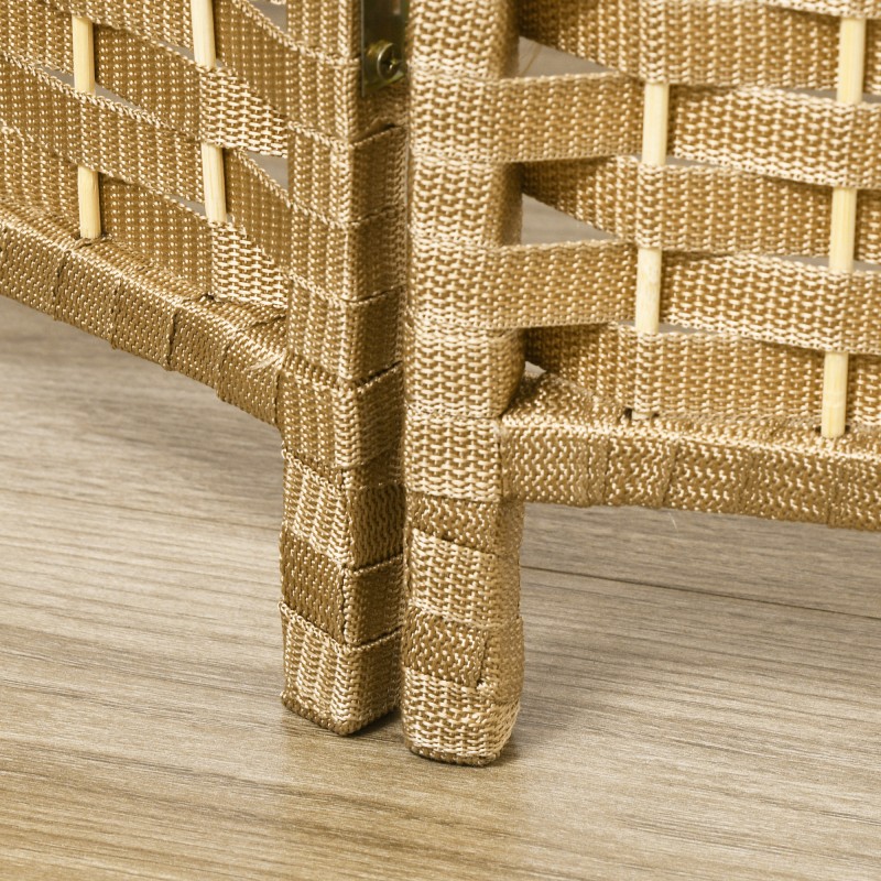 Tilanjakaja ja sermi kotiin, 6-paneelinen taitettava huoneenjakaja, polypropeeni ja mäntypuu, luonnonpuu, 240 x 170 cm