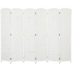 Tilanjakaja 6 paneelinen taitettava polypropeeni ja mäntypuu 240x170 cm valkoinen