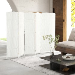 Tilanjakaja 6-paneelinen taitettava polypropeeni ja mäntypuu 240x170 cm valkoinen