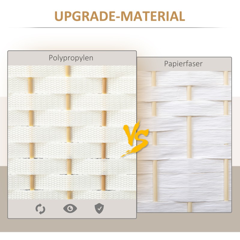 Tilanjakaja 6-paneelinen taitettava polypropeeni ja mäntypuu 240x170 cm valkoinen