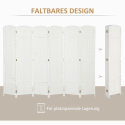 Tilanjakaja 6-paneelinen taitettava polypropeeni ja mäntypuu 240x170 cm valkoinen