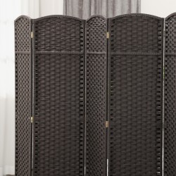 Tilanjakaja 6-osainen sermi olohuoneeseen ja makuuhuoneeseen, polypropeeni ja mäntypuu, 240x170 cm, ruskea