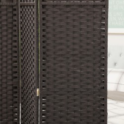 Tilanjakaja 6-osainen sermi olohuoneeseen ja makuuhuoneeseen, polypropeeni ja mäntypuu, 240x170 cm, ruskea