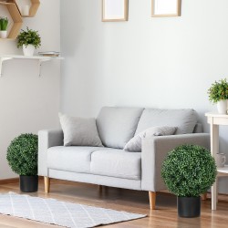 Tekokasvi puksipallo 2 kpl, UV-suojattu, PE, 52 cm korkea, Ø40 cm, vihreä/oranssi ruukku