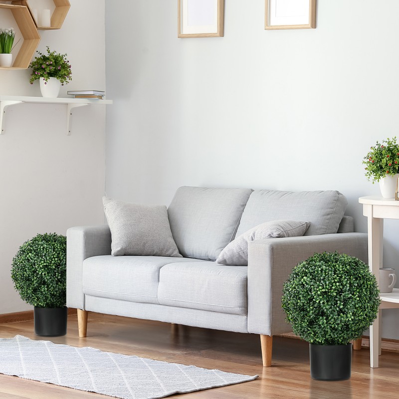 Tekokasvi puksipallo 2 kpl, UV-suojattu, PE, 52 cm korkea, Ø40 cm, vihreä/oranssi ruukku