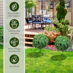 Tekopuksipuu 2 kpl setti, UV-suojattu, PE-muovi, Ø40 x 70 cm, vihreä