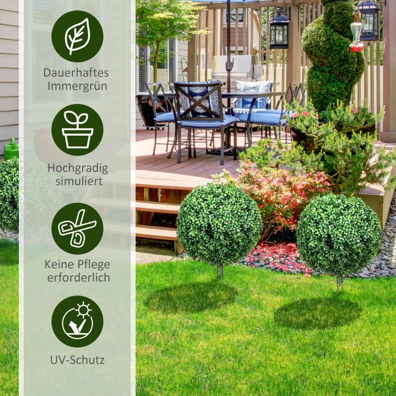 Tekopuksipuu 2 kpl setti, UV-suojattu, PE-muovi, Ø40 x 70 cm, vihreä