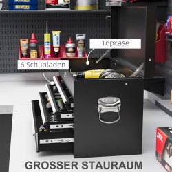 Lukittava teräksinen työkalulaatikko 3 laatikolla 60 x 26 x 34 cm, musta