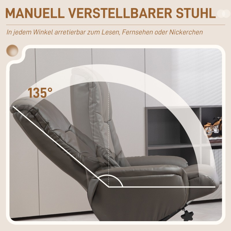 Nojatuoli ja jalkarahi, keinonahkaa, säädettävä selkänoja, keinuntatoiminto, 71 x 84 x 102 cm, musta