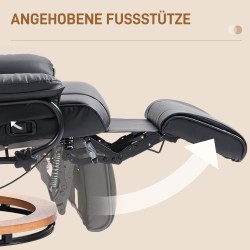 Lepotuoli kallistustoiminnolla ja 360° pyörinnällä, keinonahka, teräsrunko, 150 kg, musta