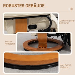 Lepotuoli ja recliner, keinonahka, kallistuva ja kääntyvä, teräsrunko, 150 kg, cremevalkoinen