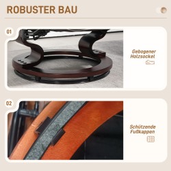 Nojatuoli ja jalkarahi, keinonahkaa, kallistuva ja pyörivä, puurunko, ruskea