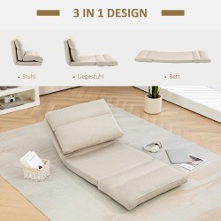 Lattianojatuoli ja varavuode 3-in-1, säädettävä selkänoja, 70 x 72 x 56 cm, beige